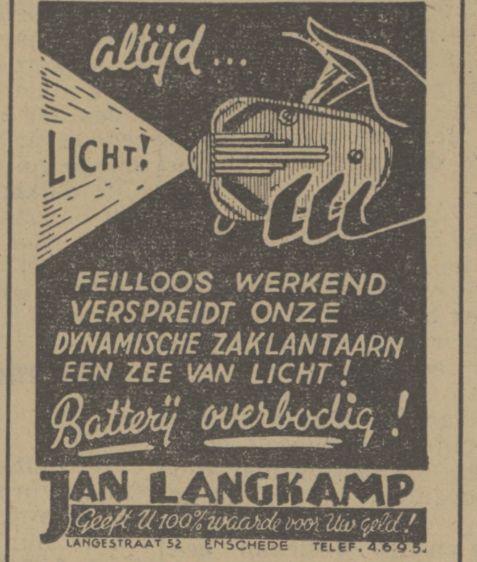 Langestraat 52 Jan Langkamp Advertentie. Tubantia 7-10-1940.jpg