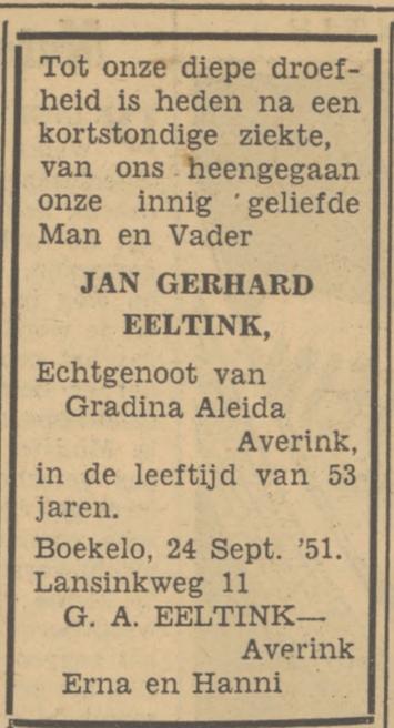 Lansinkweg 11 Boekelo J.G.Eeltink overlijdensadvertentie Tubantia 25-9-1951.jpg