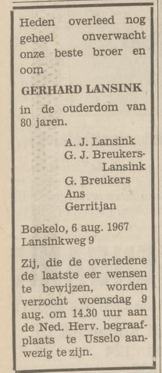 Lansinkweg 9 Boekelo G.Lansink overlijdensadvertentie Tubantia 7-8-1967.jpg