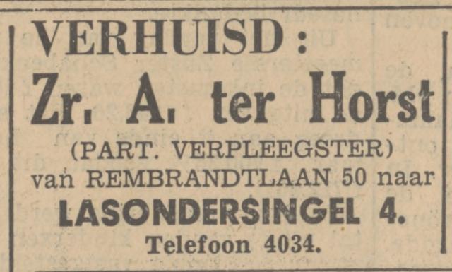 Lasondersingel 4 Zr. A. ter Horst part. verpleegster advertentie Tubantia 2-3-1935.jpg