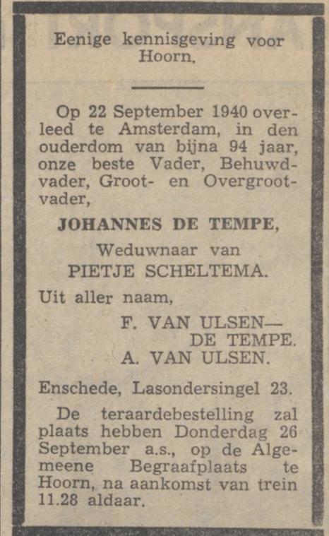 Lasondersingel 23 Joh. de Tempe overlijdensadvertentie 24-9-1940.jpg