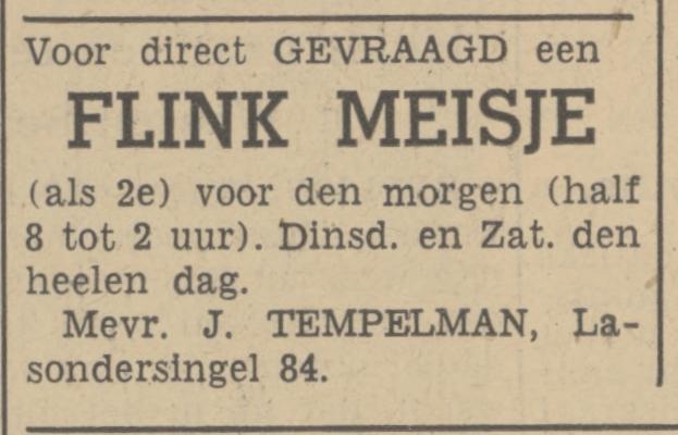 Lasondersingel 84 J.Tempelman advertentie Tubantia 10-5-1939.jpg