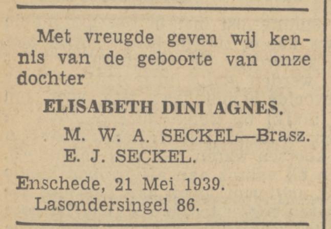 Lasondersingel 86 E.J.Seckel advertentie Tubantia 22-5-1939.jpg