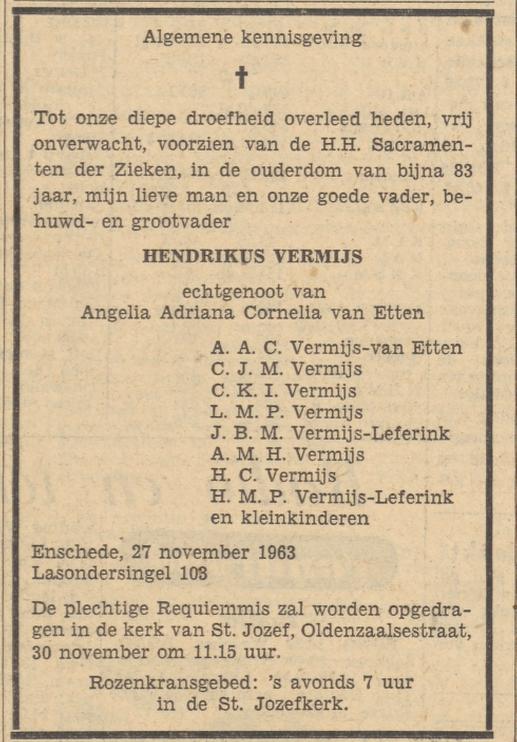 Lasondersingel 103 H.Vermijs overlijdensadvertentie Tubantia 28-11-1963.jpg