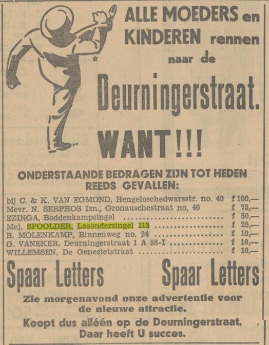 Lasondersingel 113 Mej. Spoolder advertentie Tubantia 24-11-1932.jpg