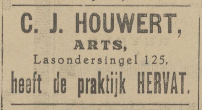 Lasondersingel 125 C.J.Houwert arts advertentie Tubantia 30-8-1926.jpg