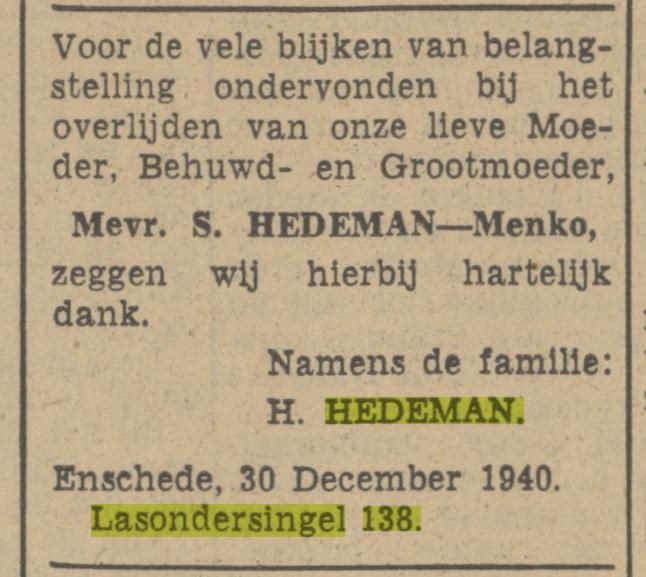 Lasondersingel 138 H.Hedeman advertentie Tubantia 30-12-1940.jpg
