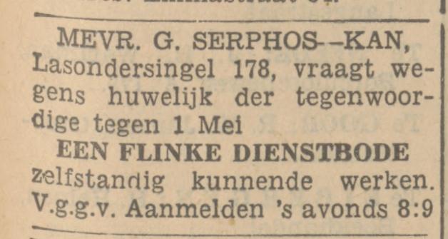 Lasondersingel 178 Mevr. G.Serphos-Kan advertentie Tubatia 6-3-1935.jpg