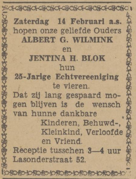 Lasonderstraat 52 A.G.Wilmink advertentie Tubantia 7-2-1942.jpg