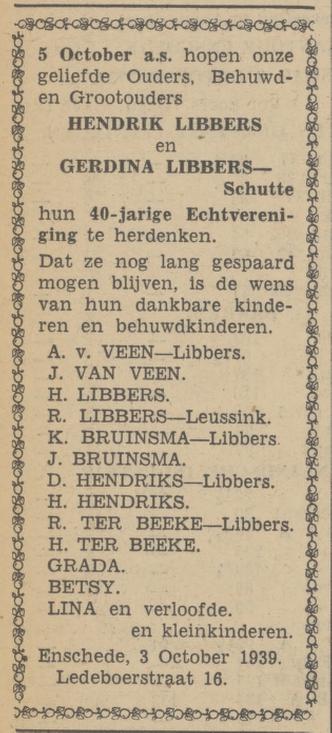 Ledeboerstraat 16 Hendrik Libbers advertentie Tubantia 3-10-1939.jpg
