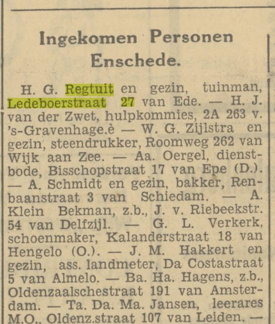 Ledeboerstraat 27 H.G. Regtuit tuinman krantenbericht Tubantia 2-9-1935.jpg