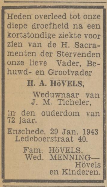Ledeboerstraat 40 H.A. Hövels overlijdensadvertentie Tubantia 2-2-1943.jpg