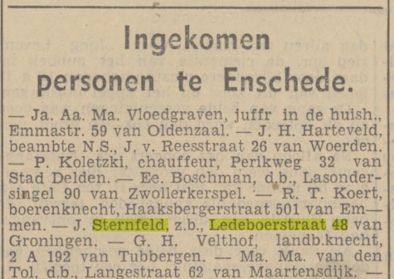 Ledeboerstraat 48 J.Sternfeld krantenbericht Tubantia 12-7-1937.jpg