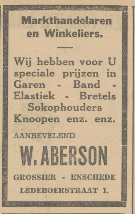 Ledeboerstraat 1 W.Aberson grossier advertentie Tubantia 5-10-1931.jpg