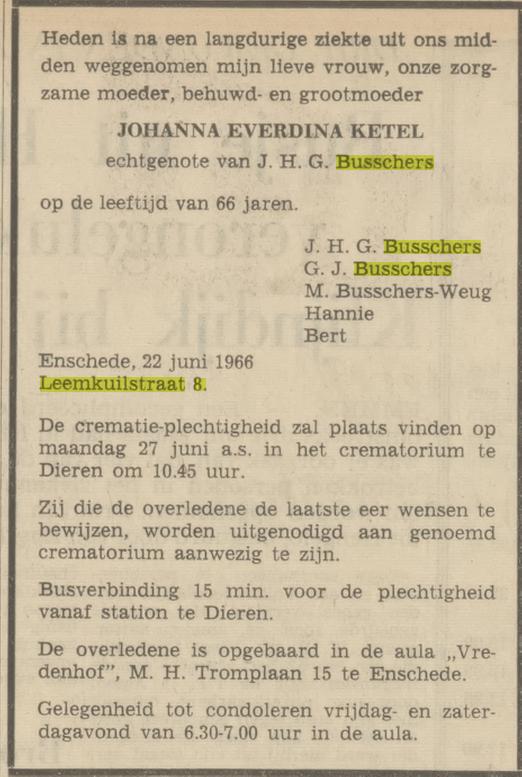 Leemkuilstraat 8 J.E.Busschers-Ketel overlijdensadvertentie Tubantia 23-6-1966.jpg