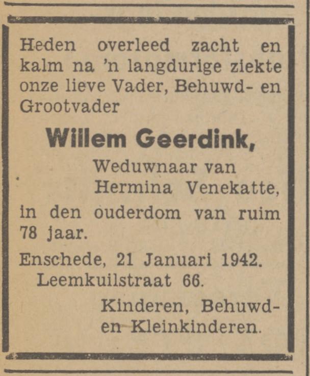 Leemkuilstraat 66 W.Geerdink overlijdensadvertentie Tubantia 22-1-1942.jpg
