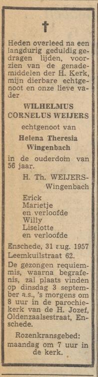 Leemkuilstraat 62 W.C.Weijers overlijdensadvertentie Twentsche courant 2-8-1957.jpg