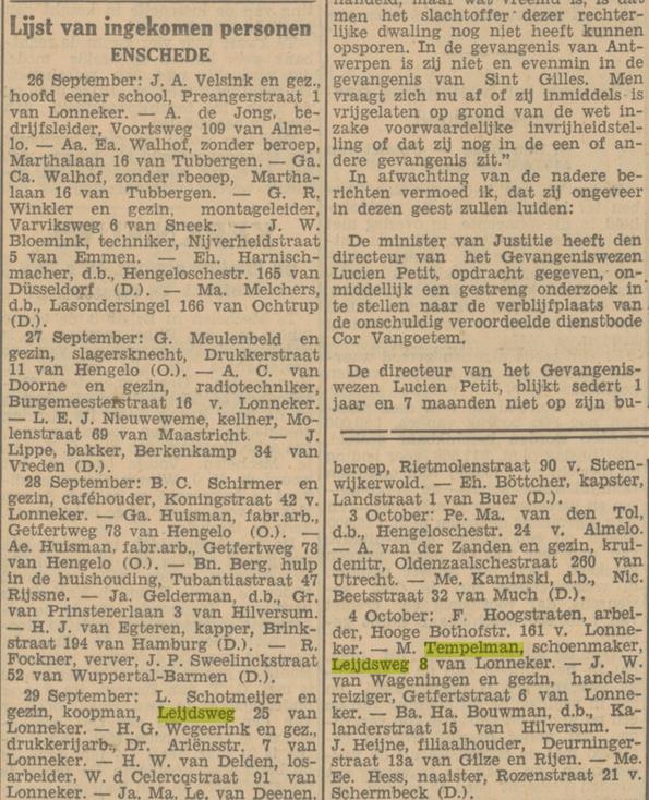 Leijdsweg 8 M.Tempelman schoenmaker krantenbericht Tubantia 3-11-1932.jpg