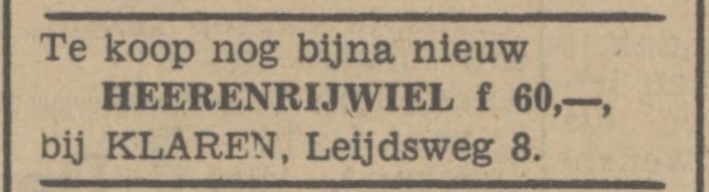 Leijdsweg 8 Klaren advertentie Tubantia 3-11-1932.jpg