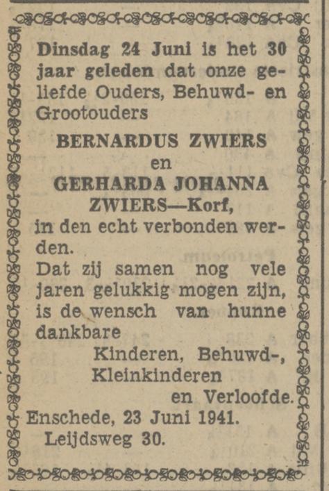 Leijdweg 30 Bernadus Zwiers advertentie Tubantia 23-6-1941.jpg