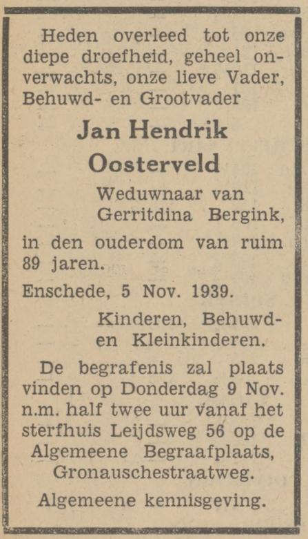 Leijdsweg 56 J.H.Oosterveld overlijdensadvertentie Tubantia 6-11-1939.jpg