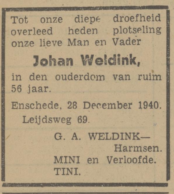 Leijdsweg 69 Johan Weldink overlijdensadvertentie Tubantia 28-12-1940.jpg
