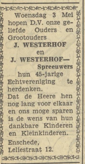 Leliestraat 12 J.Westerhof advertentie Tubantia 29-4-1950.jpg