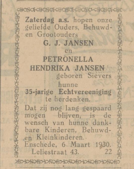 Leliestraat 43 G.J.Jansen advertentie Tubantia 6-3-1930.jpg