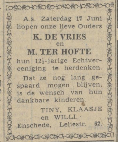 Leliestraat 62 K. de Vries advertentie Twentsch nieuwsblad 15-6-1944.jpg