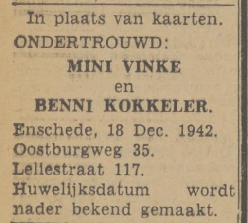 Leliestraat 117 Benni Kokkeler advertentie Twentsch nieuwsblad 18-12-1942.jpg