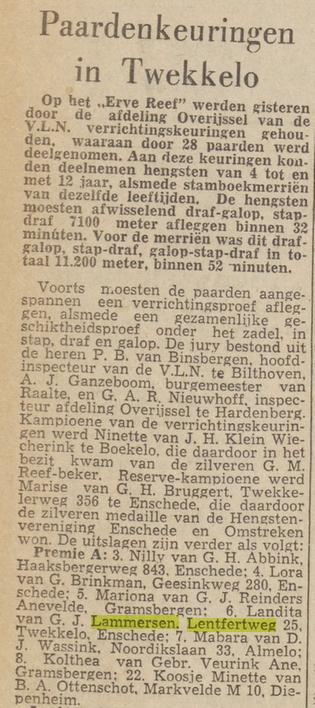 Lentfertweg 25 G.J.Lammersen krantenbericht Tubantia 10-10-1953.jpg