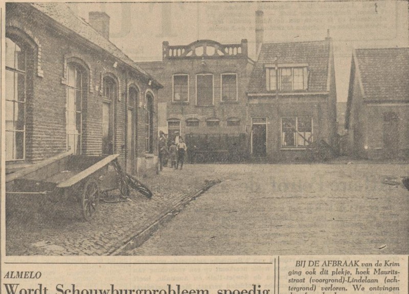 Lindelaan vanaf Mauritsstraat De Krim krantenfoto Tubantia.jpg