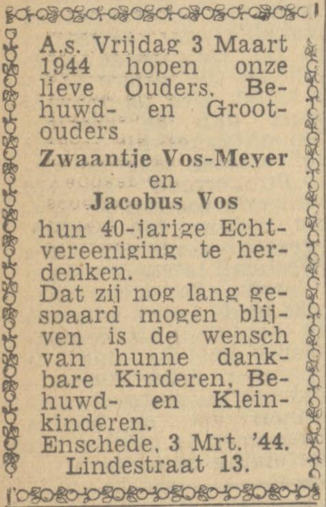 Lindestraat 13 Jacubus Vos advertentie Tubantia 2-3-1944.jpg