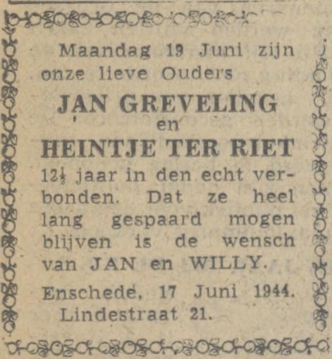 Lindestraat 21 Jan Greveling advertentie Twentsch nieuwsblad 17-6-1944.jpg