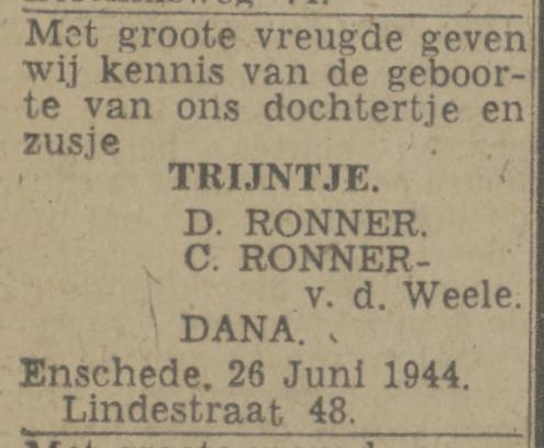 Lindestraat 48 D.Ronner advertentie Twentsch nieuwsblad 27-6-1944.jpg