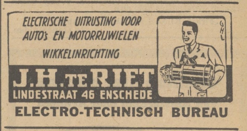 Lindestraat 46 J.H. te Riet electro-technisch bureau advertentie Tubantia 27-11-1948.jpg