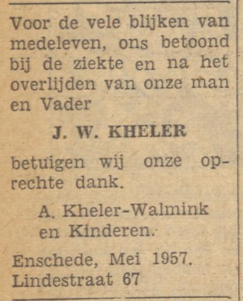 Lindestraat 67 J.W. Kheler advertentie Tubantia 25-5-1957.jpg