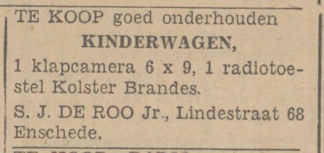 Lindestraat 68 S.J. de Roo advertentie Tubantia 27-10-1942.jpg