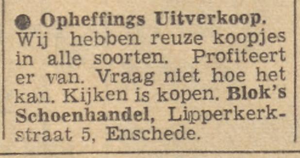 Lipperkerkstraat 5 schoenhandel Blok advertentie Tubantia 2-6-1961.jpg