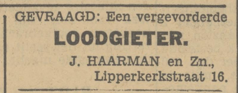 Lipperkerkstraat 16 J. Haarman en Zon loodgiet advertentie Tubantia 11-8-1933.jpg