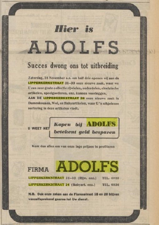 Lipperkerkstraat 24 later 31-33 Fa. Adolfs advertentie Tuantia 26-11-1953.jpg