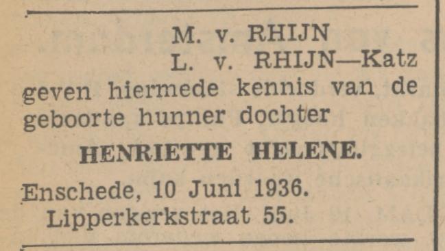 Lipperkerkstraat 55 M. van Rhijn advertentie Tubantia 10-6-1936.jpg