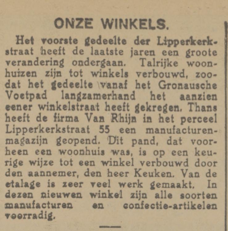 Lipperkerkstraat 55 manufacurenmagazijn Van Rhijn krantenbericht Tubantia 1-12-1925.jpg