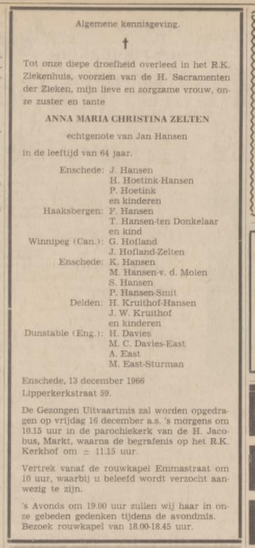 Lipperkerkstraat 59 A.M.C. Hansen-Zelten overlijdensadvertentie Tubantia 14-12-1966.jpg