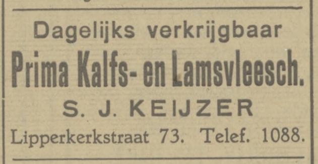 Lipperkerkstraat 73 slagerij S.J. Keijzer advertentie Tubantia 3-2-1926.jpg