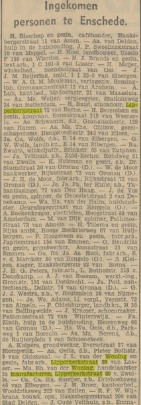 Lipperkerkstraat 89 M.E. van der Woning handelaarster manufacturen krantenbericht Tubantia 31-3-1937.jpg