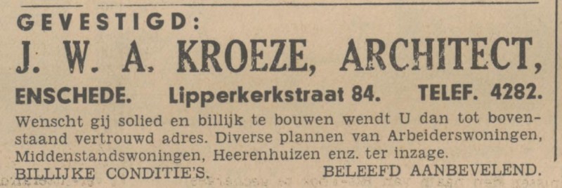 Lipperkerkstraat 84 J.W.A. Kroeze architect advertentie Tubantia 2-5-1936.jpg