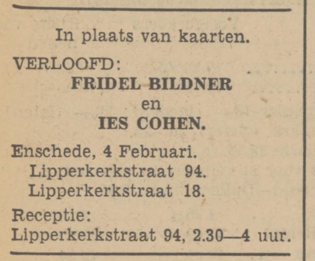 Lipperkerkstraat 94 Fridel Bildner advertentie Tubantia 30-1-1940.jpg