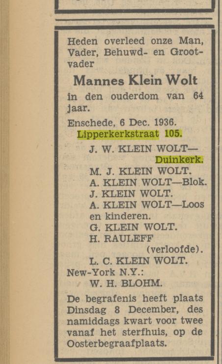 Lipperkerkstraat 105 Mannes Klein Wolt overlijdensadvertentie Tubantia 17-12-1936.jpg