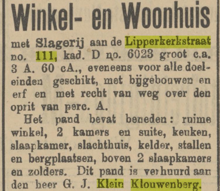Lipperkerkstraat 111 slagerij G.J. Klein Klouwenberg advertentie Tubantia 18-12-1911.jpg